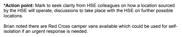Thread: Dept of Justice considered camper vans for residents of direct provision to self-isolate if "urgent response" was required. Detail contained in minutes of meetings of International Protection Accommodation Service (IPAS) which has been obtained under FOI. This one April 1