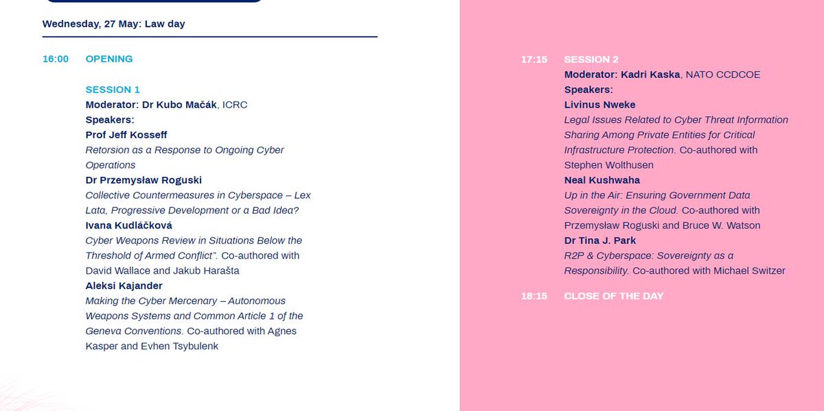 ccdcoe's tweet image. Day 2 of our #VirtualBookLaunch #CyCon2020 is all about Law! Join us at CyCon.org for two sessions of the freshest #research available. 

In case you missed Day 1, you can find the videos here: youtube.com/user/natoccdcoe