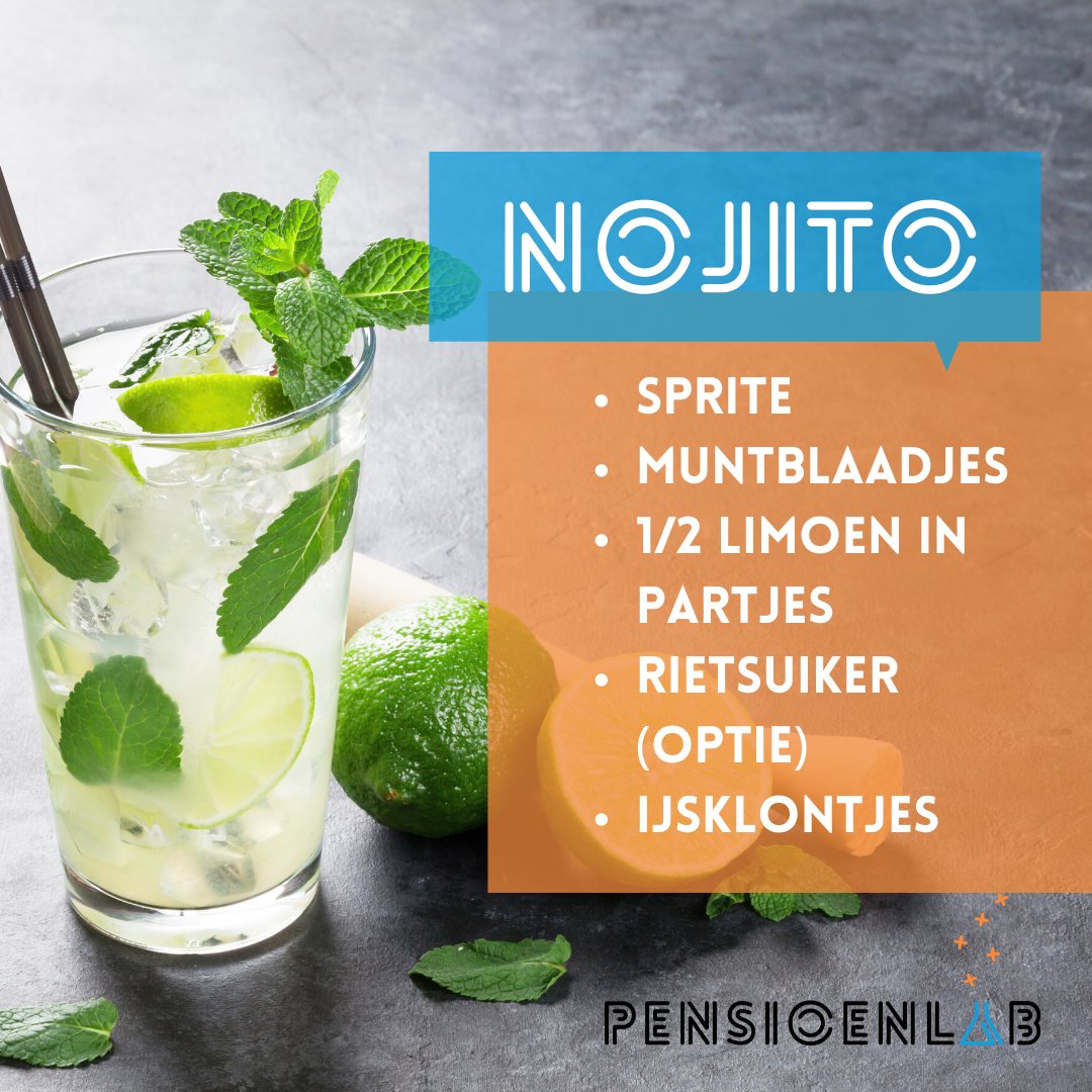Het wordt lekker weer morgen! Onze tip voor tijdens het virtuele eindevent: de PensioenLab Nojito! 🍸🌞