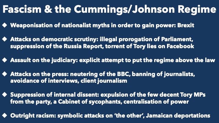 I have often posted about the creeping fascism  in the Cummings/Johnson regime, & attracted much ridicule from unthinking Brexity types. They are keen to avoid inconvenient factual analysis...   #StopFascism  #ToriesOut