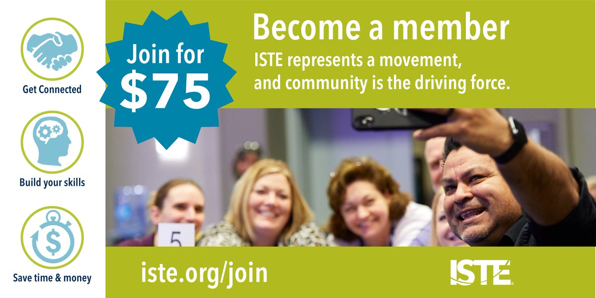 Membership in an #edtech professional organization like @iste inspires you to create dynamic, engaging learning experiences year-round and gives you the confidence and tools you need to spring into action in times of crisis. Join now for only $75/year at iste.org/join!