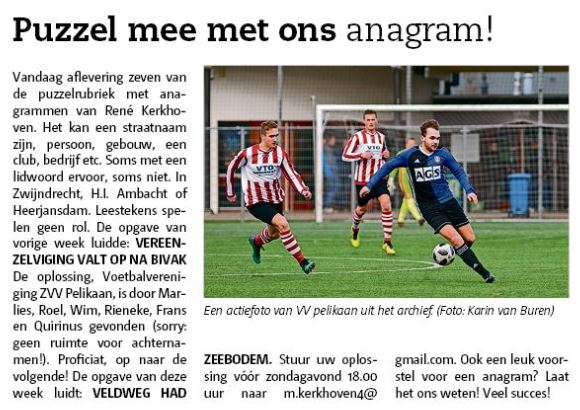 Wie puzzelt er mee? #anagram #zwijndrecht #kombinatie