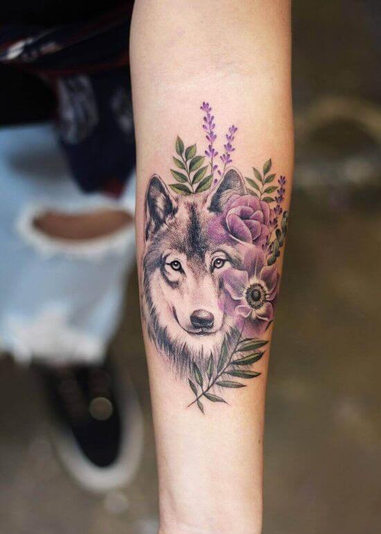 Wolf Tattoos with Flowers  WolfHorde