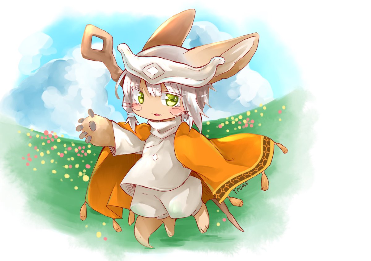 nanachi (made in abyss) furry 1other horizontal pupils green eyes looking at viewer solo whiskers  illustration images