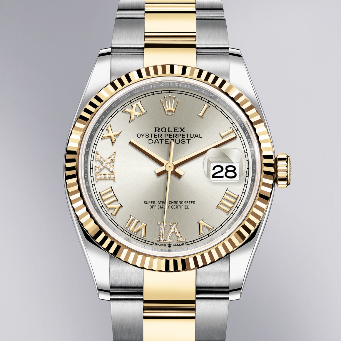 rolex datejust 36 oystersteel and white gold