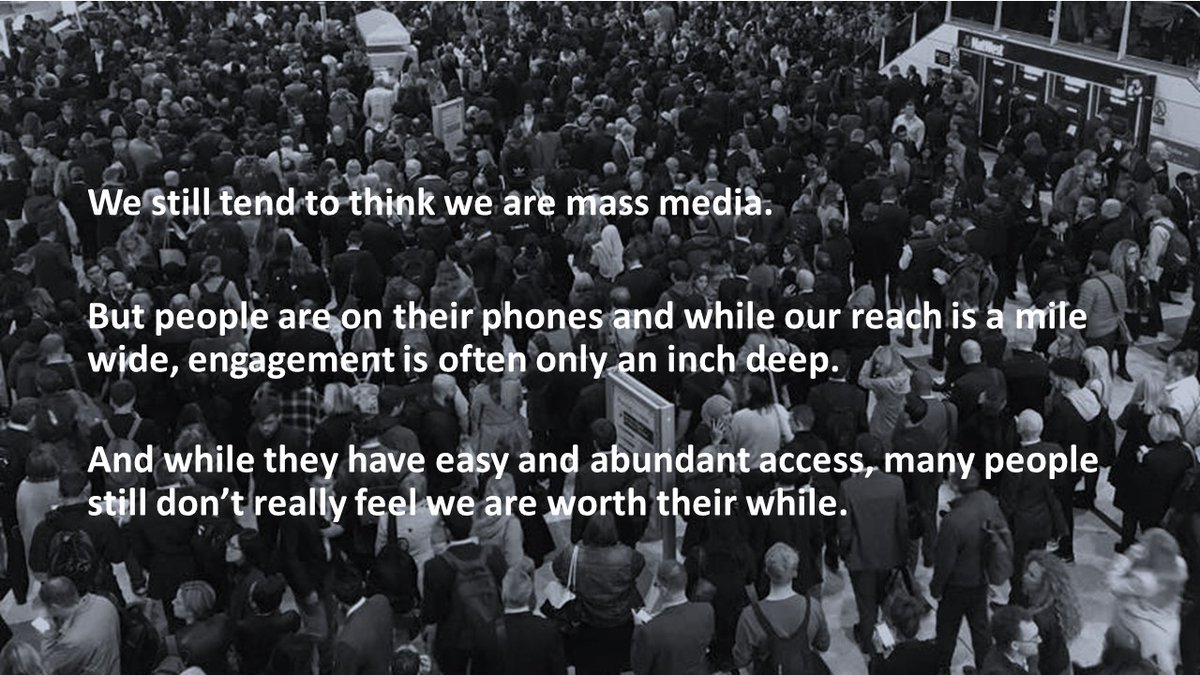 Journalism is incredibly important, and in crisis, more of the public recognize this. But development in UK is a reminder of how fundamental underlying public connection both our editorial missions and our businesses relies on is fraying. Many don't find us worth their while 6/8