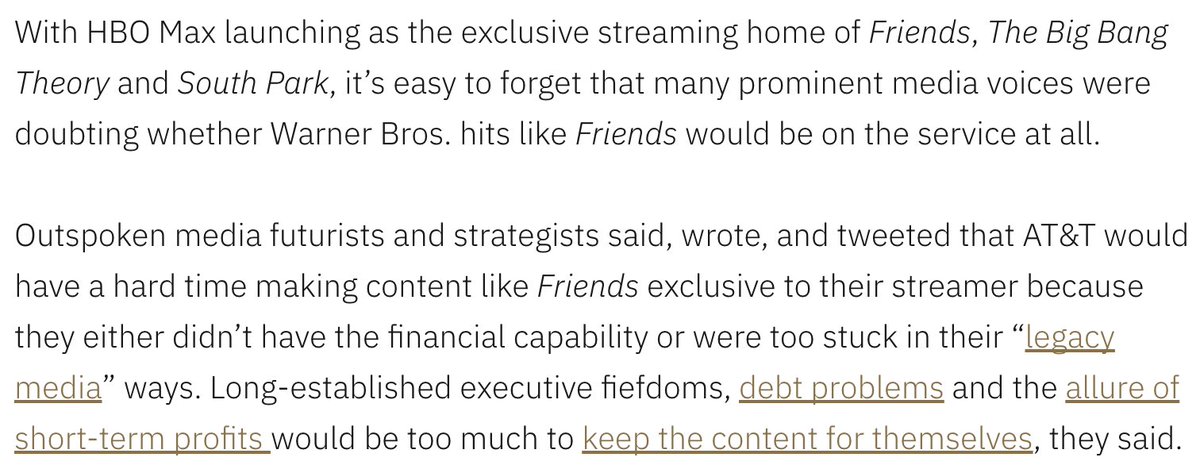 Part Three: AT&T Financially Commits More Than Everyone ExpectsA lot of popular media analysts - including many big ones you likely follow on here! - thought that  $T wouldn't commit the needed resources to compete in streaming.They were wrong.