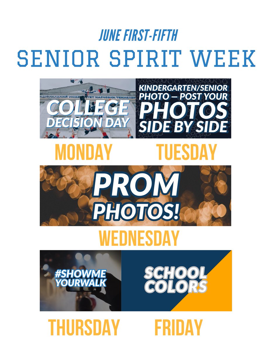 Senior spirit week is next week! Help us get the word out!! 🎉🎓 Less than two weeks until we graduate!!!