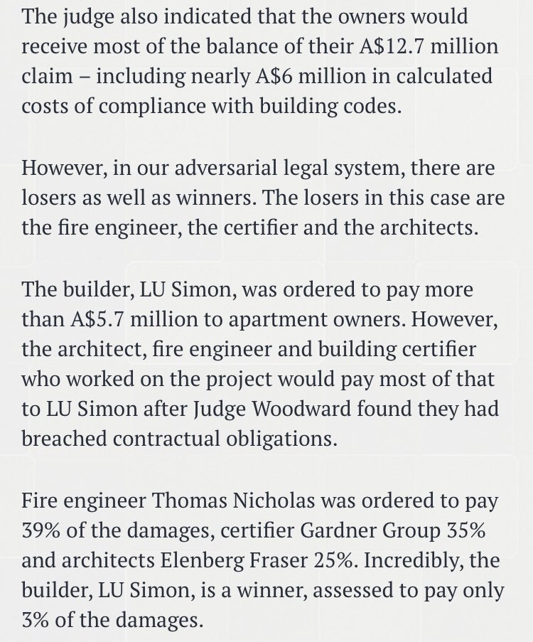 Despite  #australian  #lacrosse Tribunal case comparator  @govuk  @mhclg announcing woefully inadequate £1.6bil building safety fund yesterday, is still taking the path of lease resistance to foot shortfallsNot the project team, developer, or building owner but the  #leaseholder