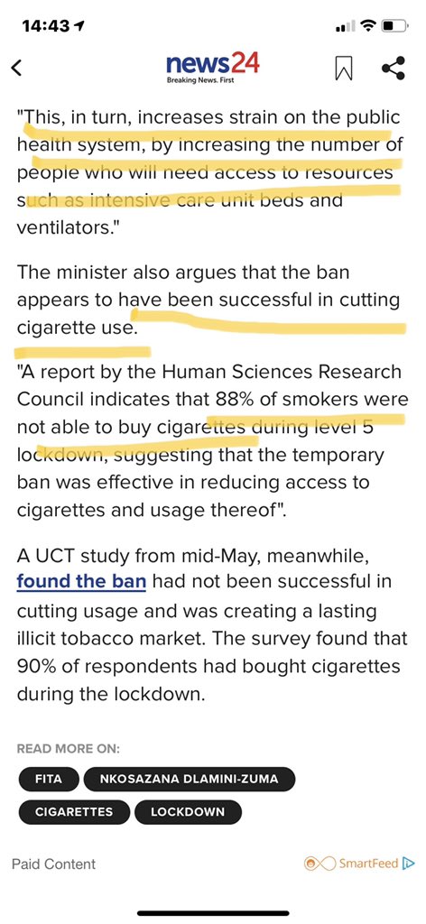 mlunguboyd's tweet photo. @PresidencyZA @ParliamentofRSA @news24 1. Strain on resources - how many smokers have been infected up to now? 2. Successful in cutting cigarette use - you cannot claim this without accurate figures from illegal sales unless you are part thereof. https://t.co/2ODwpz4CeJ