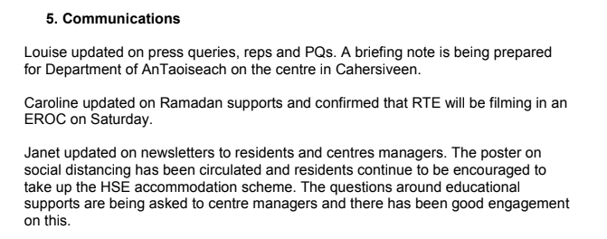 April 24: A briefing note is being prepared for the Department of the Taoiseach on the growing controversy around the centre at Cahersiveen: