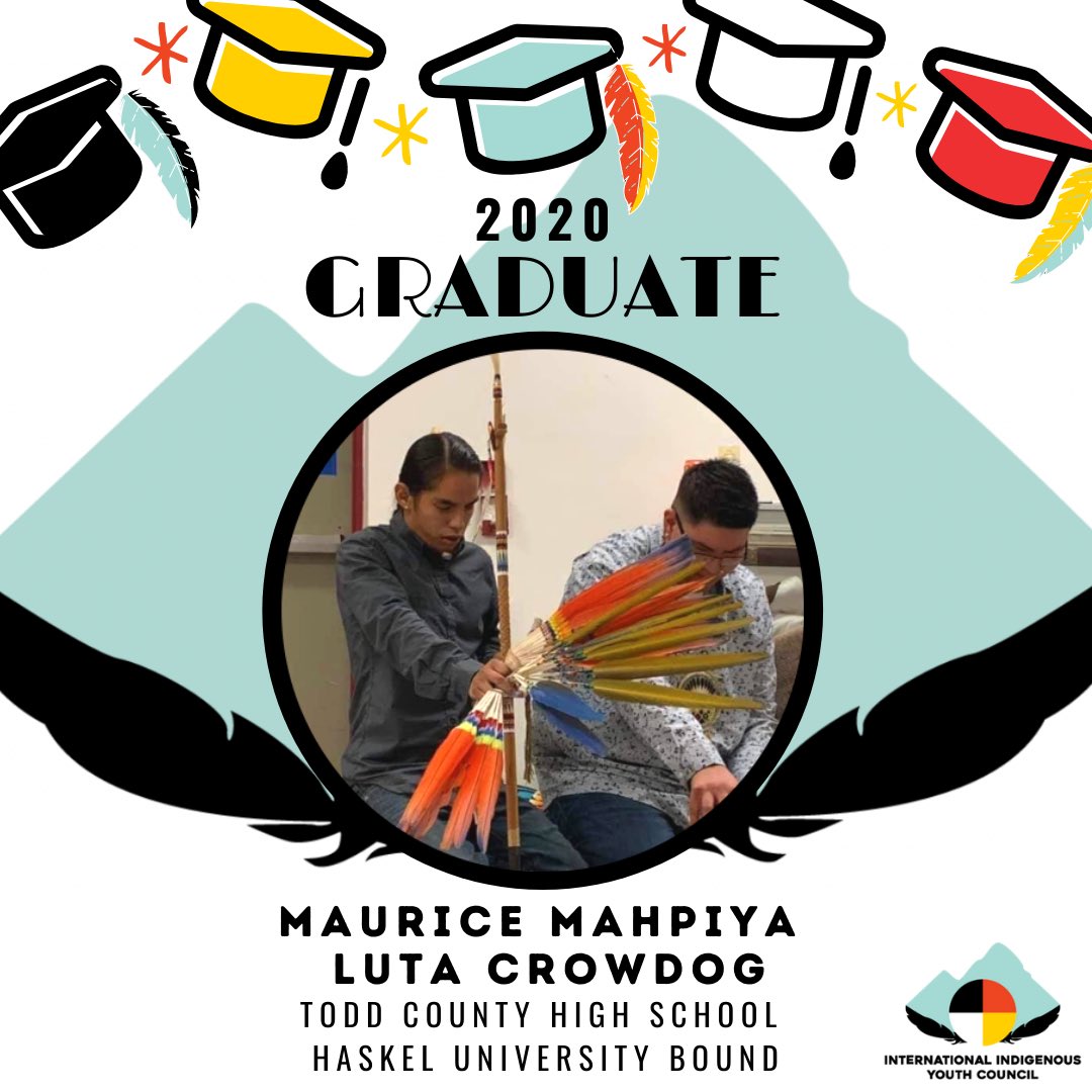 IIYCfamily's tweet image. We want to wish Maurice Mahpiya Luta Crow Dog a special ikiciyuskin (congratulations) on graduating from Todd County HS in South Dakota this year! 🎓🎉⁣
Maurice will be attending Haskel Indian Nations University in Lawrence, KS in the Fall ☀️⁣
⁣
#NativeGrad #IIYC #Classof2020