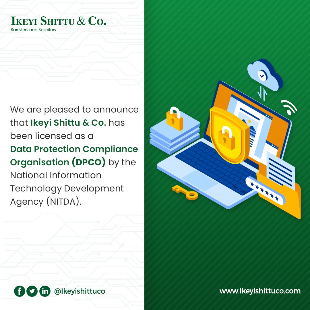 ikeyiShittuco's tweet photo. We are licensed to operate as a Data Protection Compliance Organisation (DPCO) by the National Information Technology Development Agency (NITDA). https://t.co/QReGtynzAQ