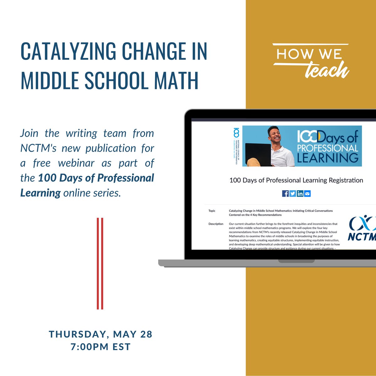 DrMRinehart's tweet image. Facts: "Our current situation further brings to the forefront inequities and inconsistencies that exist within middle school mathematics programs." 💯

@georgejroy &amp;amp; the @NCTM #CatalyzingChange crew tackle #MSMath in their free webinar tomorrow.

Register: nctm.zoom.us/webinar/regist…