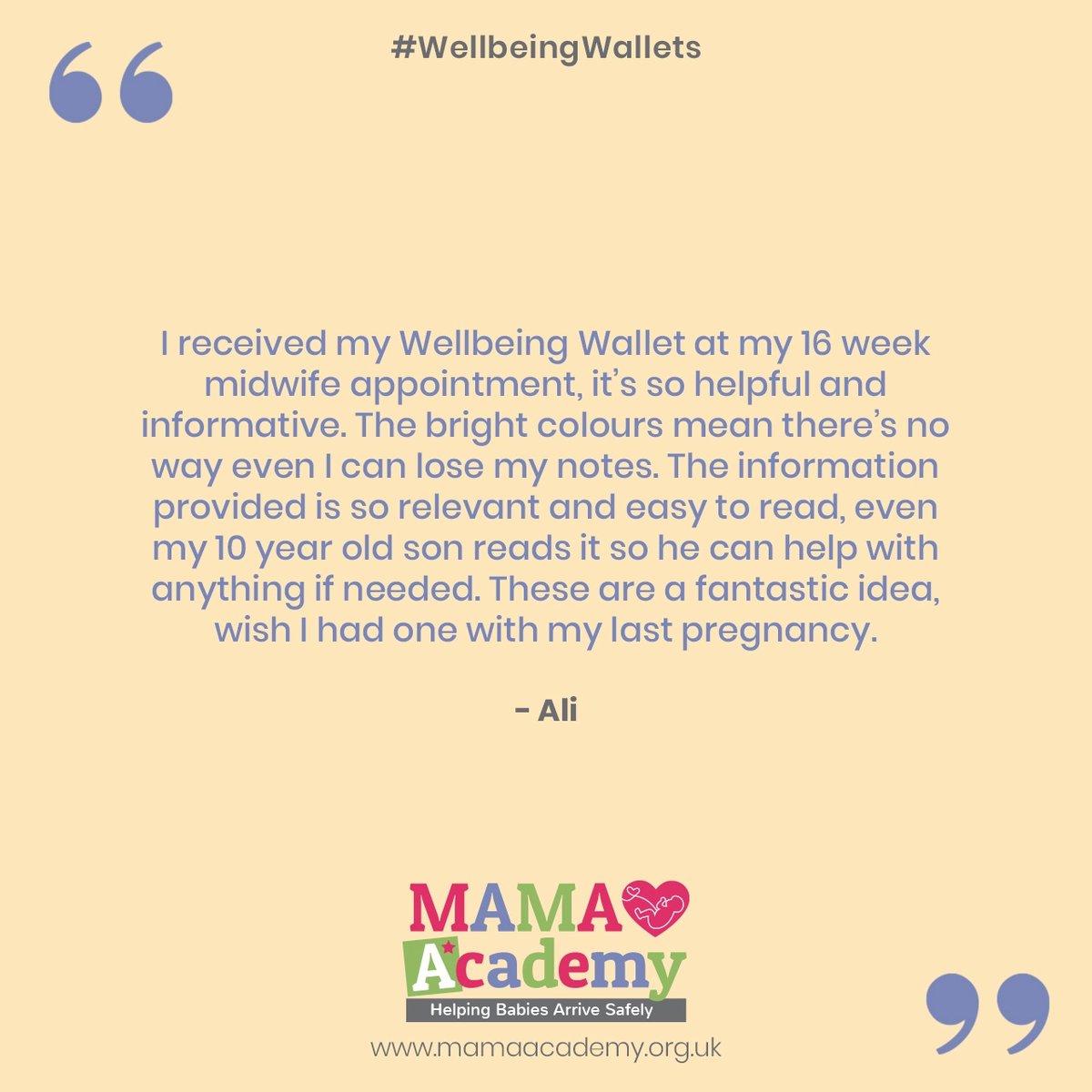 MAMAAcademy's tweet photo. We love receiving feedback like this about our #wellbeingwallets 😍 Always working towards #helpingbabiesarrivesafely and #stillbirthprevention https://t.co/efNWGKnfI5