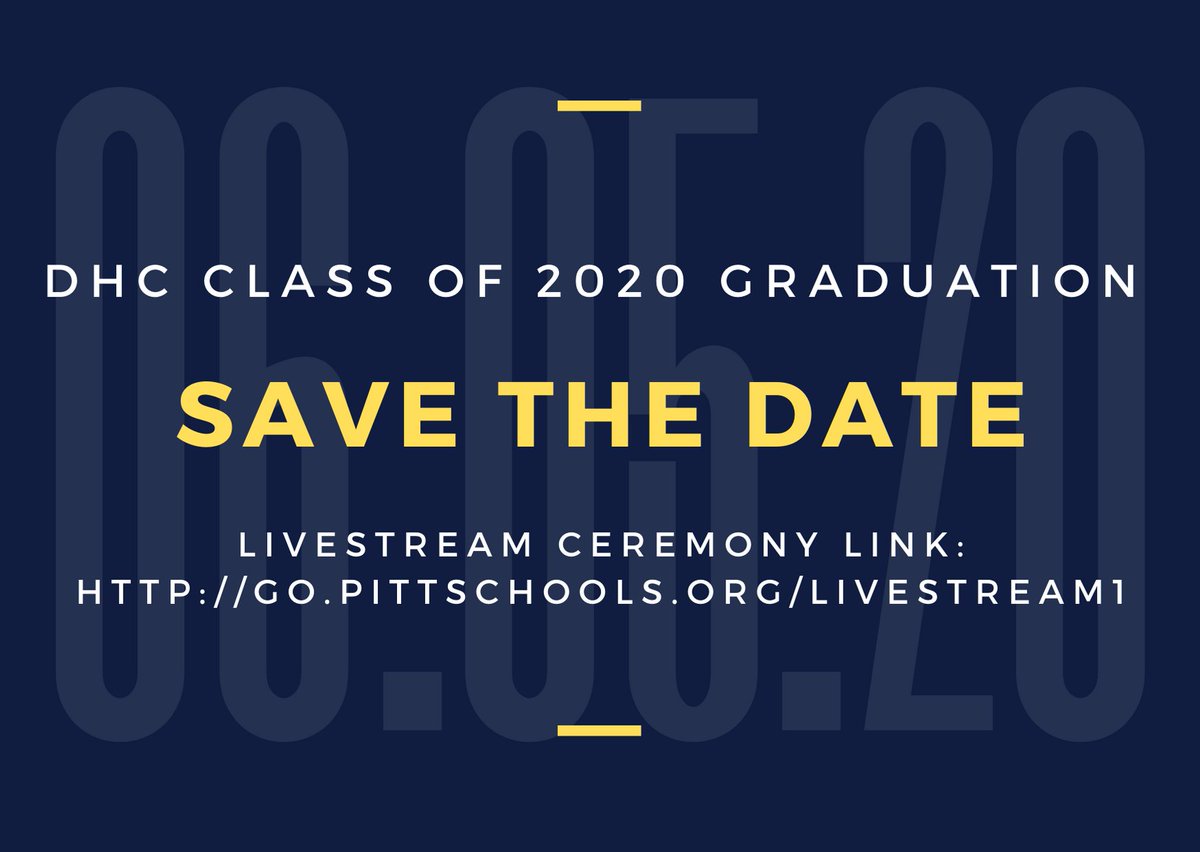 DHCHighSchool's tweet image. Join us online 06/05/2020 at go.pittschools.org/livestream1 as we celebrate our Class of 2020 while watching them finally walk across the stage as a graduate! 💙👩‍🎓👨‍🎓💛