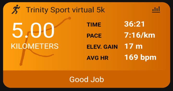 AnneDubearnes's tweet photo. Took part in my first 5k race ... virtually! Best personal time despite the hot weather, thanks @tcdsports for the motivation boost! #TrinitySportVirtual5k https://t.co/TidWR8zBvb