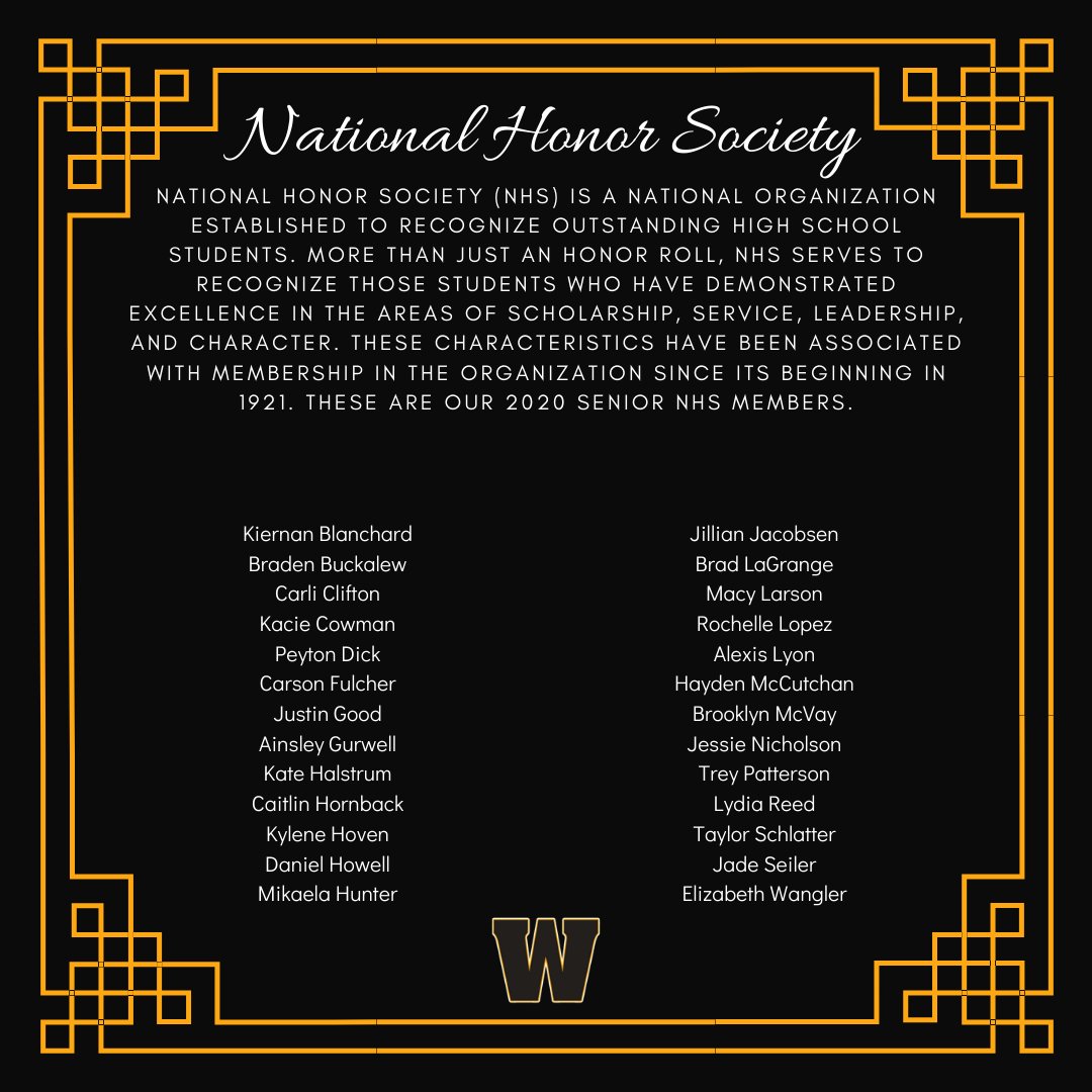 WintersetSchool's tweet photo. Honoring our 2020 WHS Graduates - National Honor Society https://t.co/uXjC1YspSs