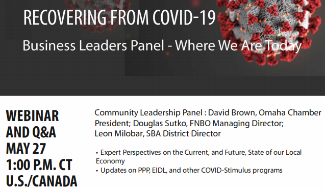 Recovering from #COVID19 Business Leaders Panel Webinar today at 1pm. <a href="/OmahaChamber/">Omaha Chamber</a> <a href="/fnbo/">FNBO</a> <a href="/SBA_Nebraska/">SBA Nebraska</a> …hachamberofcommerce.growthzoneapp.com/ap/Events/Regi…