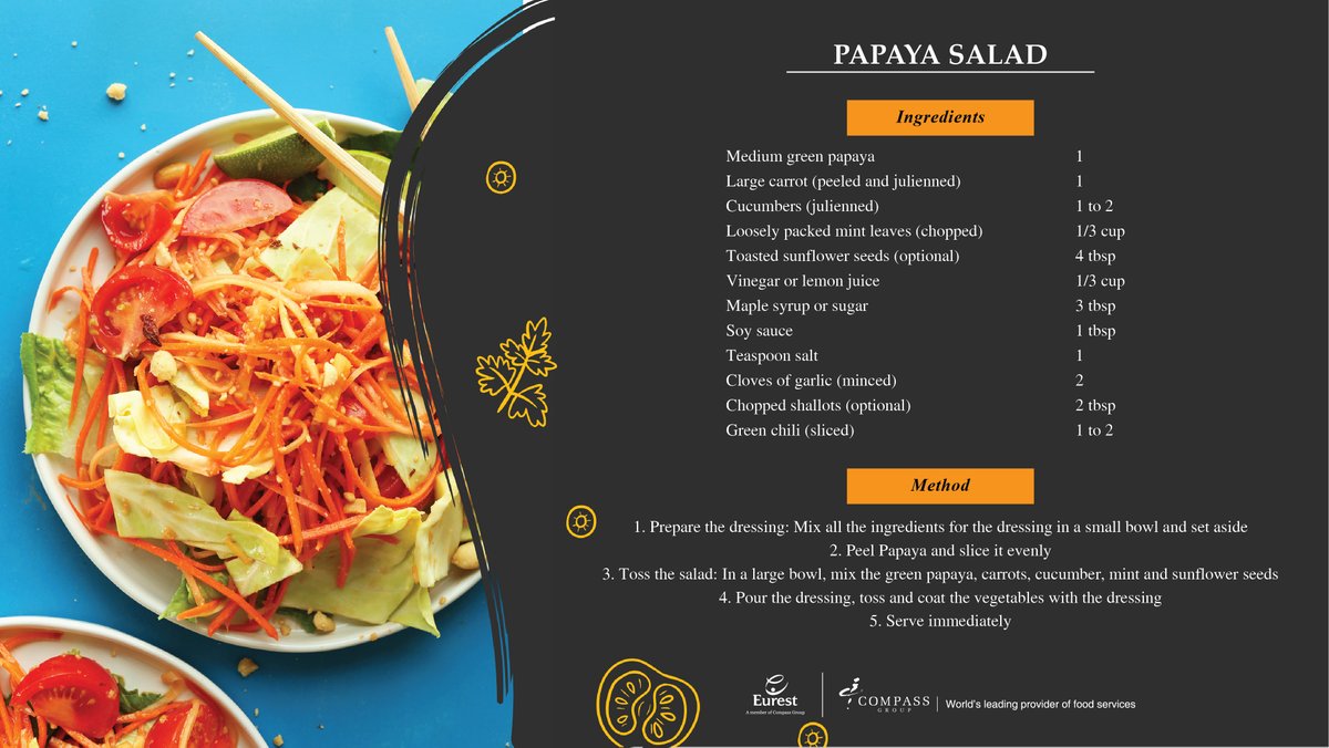 compassgroupind's tweet photo. Simple and delicious Papaya Salad

#papayasalad #simplesalads #refreshing #easytomake #foodie #saladonthego #summerdelights #yummy https://t.co/CAOanw4iwO