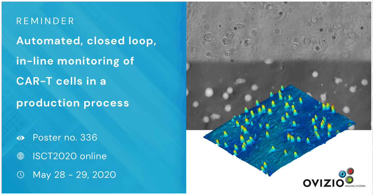 ovizio's tweet photo. Don’t miss our poster at #ISCT2020 n° 336 “Automated, closed-loop, in-line monitoring of CAR-T cells in a production process”.

If you’re not registered, visit https://t.co/RNGpw2fDLh

#celltherapy #genetherapy #cellculture #imaging #oncology https://t.co/enGuBMHc30