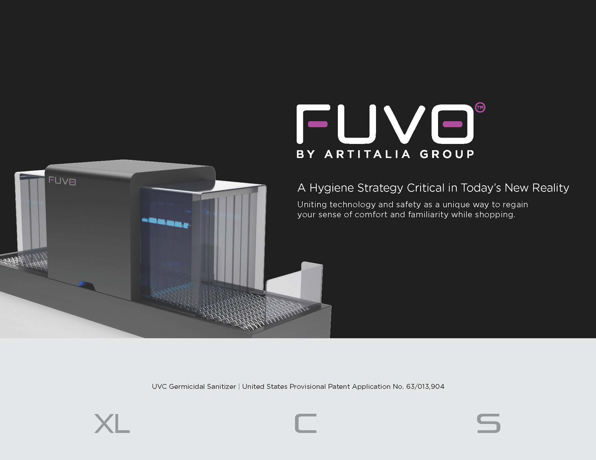 ArtitaliaInc's tweet image. @ArtitaliaInc making shopping safe again with the FUVO™ sanitizing process. FUVO™ uses UV-C light as a chemical-free disinfectant solution killing 99.9% of pathogens in seconds.cutt.ly/QyDh9Z6
#CPMGcovidsolutions #doingourpart #InThisTogether