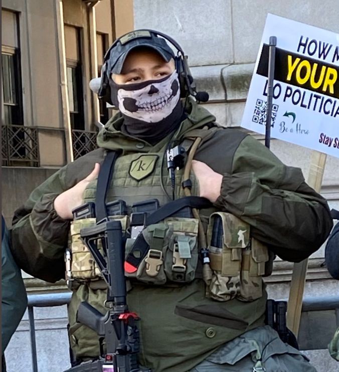 If you're familiar with U.S. gun rights groups, you may not have expected this development. These people are seen as mostly conservative, and some are prominent racists and neo-Nazis, such as the man in this picture, who rose to fame during a January 20, 2020 rally in Richmond