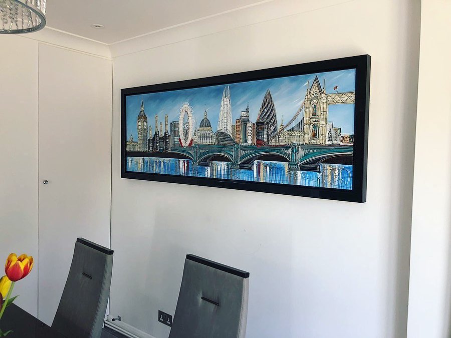 We love seeing our artists creations beautifully displayed in their new home. #cityscape #londonicons #originalartwork #edwardwaite #insitu #beautiful #newhome #stunning