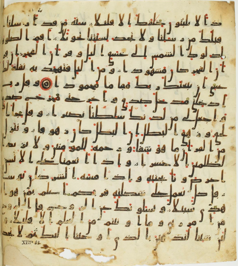 Once vowel signs are added, we can say manuscripts contain readings. Some are written in identifiable readings.  @barisincekurdi showed in his BA thesis that Arabe 330b is perfectly written according to Ḥamzah (red dots) and Nāfiʿ's transmission Warš (green dots).