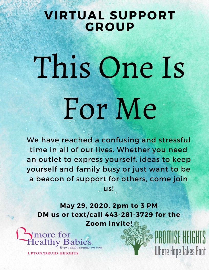 HealthyBabiesPH's tweet photo. JOIN US AGAIN THIS FRIDAY! This is open to anyone who would like to participate. DM, text or call for details! #promiseheights #bmoreforhealthybabies #grief #loss #support #letstalkaboutit #thisoneisforme #safespace https://t.co/dV5NC6pum2