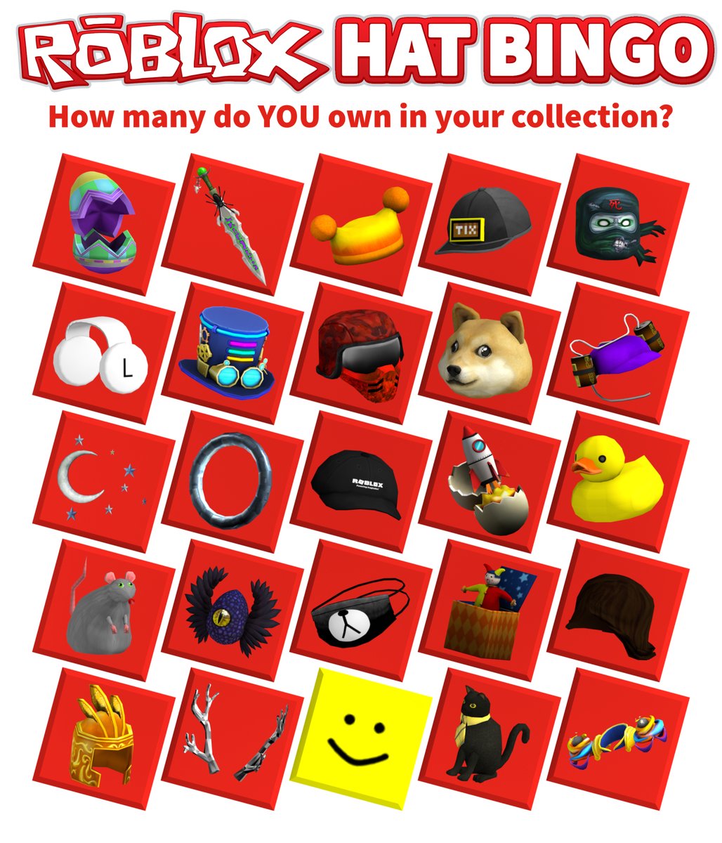 Ivy On Twitter Are You A Fan Of The Many Hats That Have Released Over The Years Now S The Time To Play Some Roblox Hat Bingo Mark The Hats You Own And - a bingo roblox