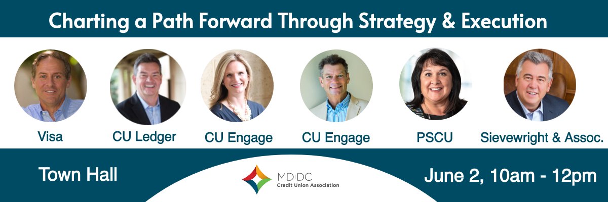 While #creditunions manage their day-to-day response to the pandemic, it’s critical that they also chart a new path forward. That's the focus of our 6/2 town hall. We'll be joined by leaders from @Visa, @msieve @CULedger, @PSCUForward & @CUengage  Moderated by @johnbratsakis