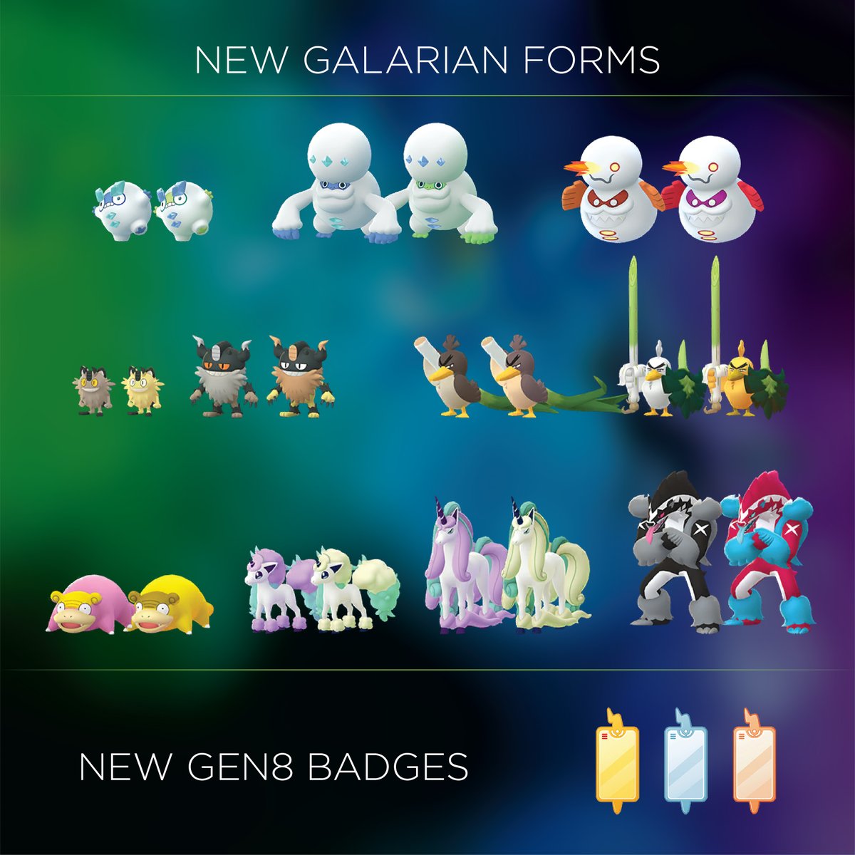 new galarian forms and gen8 badges