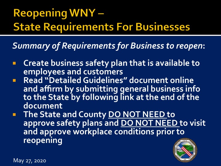 Businesses do not have to have their safety plans pre-approved by the state or county. Businesses just need to have them on hand and enforce them.