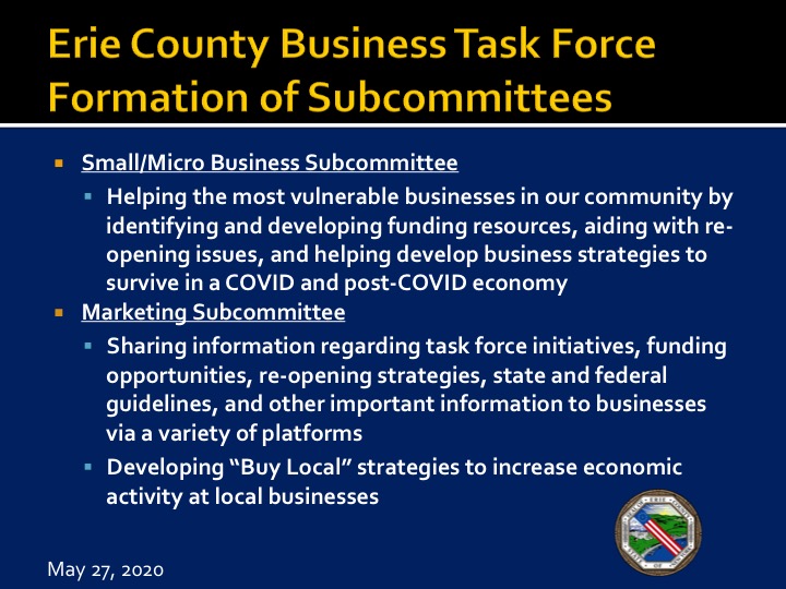 New subcommittees on the Business Task Force. The Task Force continues to do exciting work to keep business moving during this crisis.