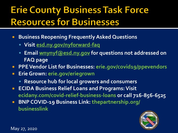There are plenty of resources available through Erie County and other local entities for business support.