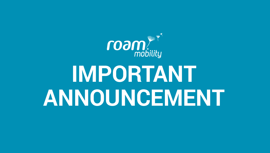 Roam Mobility will be discontinuing its services on June 30, 2020. 

We're thankful for every customer and partner who worked with us or used our services over the years. 

For more information, please visit: bit.ly/2AcxB5K #ThankYouforRoamingFree
