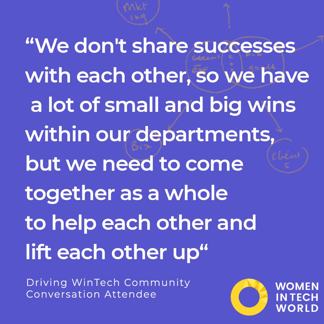 WiTWorld_'s tweet image. &quot;We don&apos;t share successes with each other, so we have a lot of small and big wins within our departments, but we need to come together as a whole to help each and lift each other up.&quot; #WednesdayWisdom #DrivingWinTech