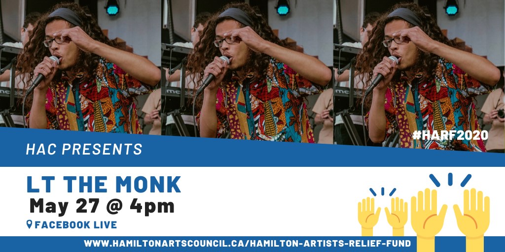 sonicunyon's tweet photo. .@LTtheMonk goest live at 4pm as part of @HamArtsCouncil #HARF2020 Online Performance Series! Tune for a chance to score LTtheMonk swag as LT partners with Jamaican Patty Shack.
Tune in📲 https://t.co/mZzf18F4FS #HamOnt https://t.co/u6LgbH0Dxg