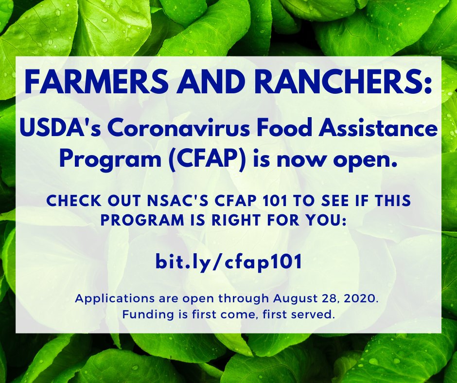 8/8: Where can I get more info? We’ll be updating our CFAP 101 page daily with resources and info. Start here:  https://bit.ly/cfap101  Coming soon - more resources from NSAC members and partners. Keep checking back!