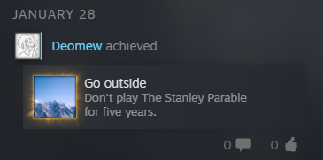 Deomew's tweet photo. Contrary to popular belief, I actually do have a life.
#TheStanlyParable @crowsx3 https://t.co/jOsxcrQaT7