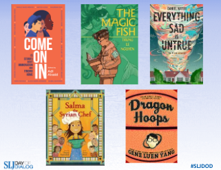 Excited to read some great new books! Thanks, @sljournal for gathering the #authors at #sljdod  @AdiAlsaid @DanielNayeri @Trungles @DannySeesIt @geneluenyang #Reading @MCPSSLMP @MCPL_Libraries