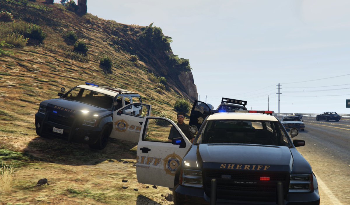 SizeableA's tweet image. [1-A-1] TOP GUN,
[3-C-4] Judenjäger, [1-A-2] Ash (all units on scene)

Officers in a traffic stop. 1-A-2 requested back up due to suspect because they had multiple weapons while persons was in military gear.