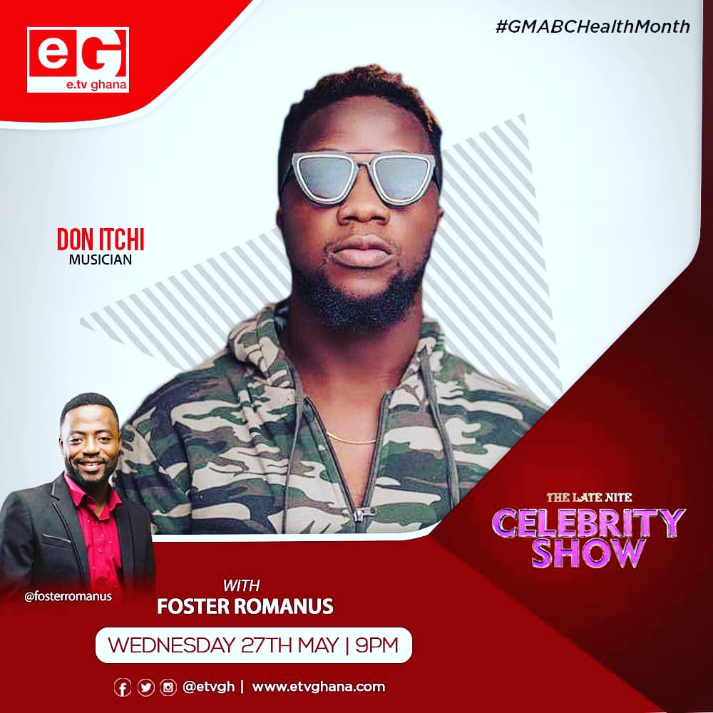 Donitchi7's tweet photo. Lets do @etv Ghana today at 9pm. Its the late night celebrity show with Foster Romanus #jaiye #Trybemedia #KTB 👹👹 https://t.co/jKDREKpqq1