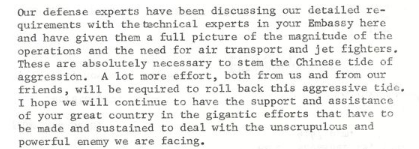 Coming to the point, Nehru pleaded US President Kennedy to supply "air transport & jet fighters" to fight the ChineseNehru was asking Kennedy to wage a war against China by partnering in an air war, a decade after America had reached ceasefire with Chinese forces in Korea