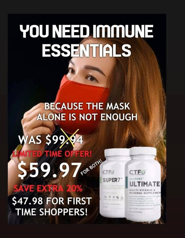 Ritzie920's tweet photo. CTFO is committed to doing its part to help those suffering
CTFO'sFormulated PATENTED multivitamin became 2 of our 3 top sellers overnight.
Essentials Immune Booster Pack 40% off 
https://t.co/wDAyAawy10

#wellnessatwork #health #ImmuneSystem https://t.co/dXLZt7LqG6
