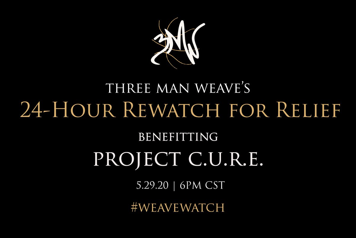 3MW_CBB's tweet photo. T-minus 2 days til the 24-hour Rewatch for Relief tips off. Here's your to-do list: 

1) donate to @projectcure: 
https://t.co/j1wbRkyxpe

2) sign up/follow us on Twitch:  https://t.co/6D65UBeTSx

3) peep the sterling lineup of guests and game schedule:
https://t.co/MbYzAMj6uF https://t.co/Ehy8Zbf2oB