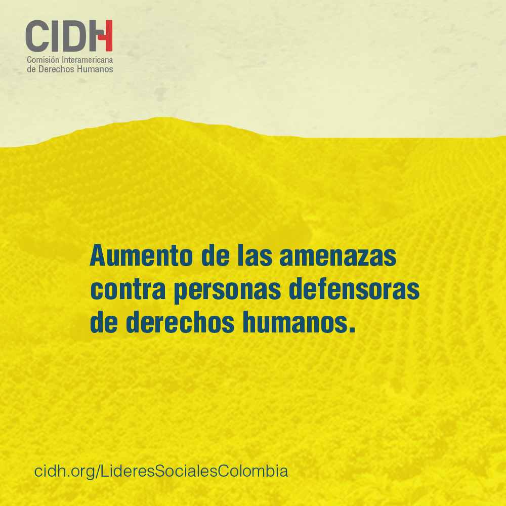 CIDH's tweet photo. #InformeDefensorxsDDHH | En #Colombia las amenazas son el tipo de agresión más frecuente hacia personas #DefensorxsDDHH y líderes sociales, siendo la distribución de panfletos el método más utilizado para amedrentar a colectivos.
📌Lee el informe, aquí 👇
https://t.co/2EC1DjOIag https://t.co/VzC5RCVH0f