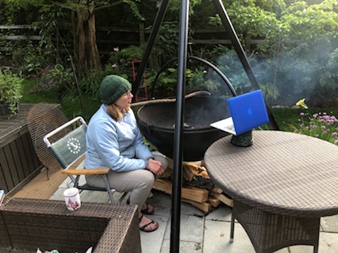 coralie00's tweet photo. Southpointe teachers made sure their students got a taste of 'virtual' camping! Students constructed tents in their own backyards, they roasted marshmallows and told scary stories through video conferencing. Creativity &amp; inquiry at its finest! @SouthpointeA @ibpyp @GlobalBC https://t.co/jdO87EvupX