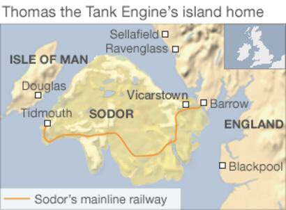 The Island of Sodor is situated in the Irish Sea between the Isle of Man and Cumbria. Its people are of the celtic stock while their language, Sudric is closely related to Manx.